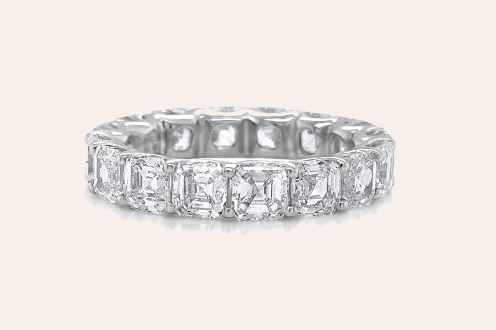 Eternity Ring 4.96 cts Radiant Cut Lab Diamonds & Platinum