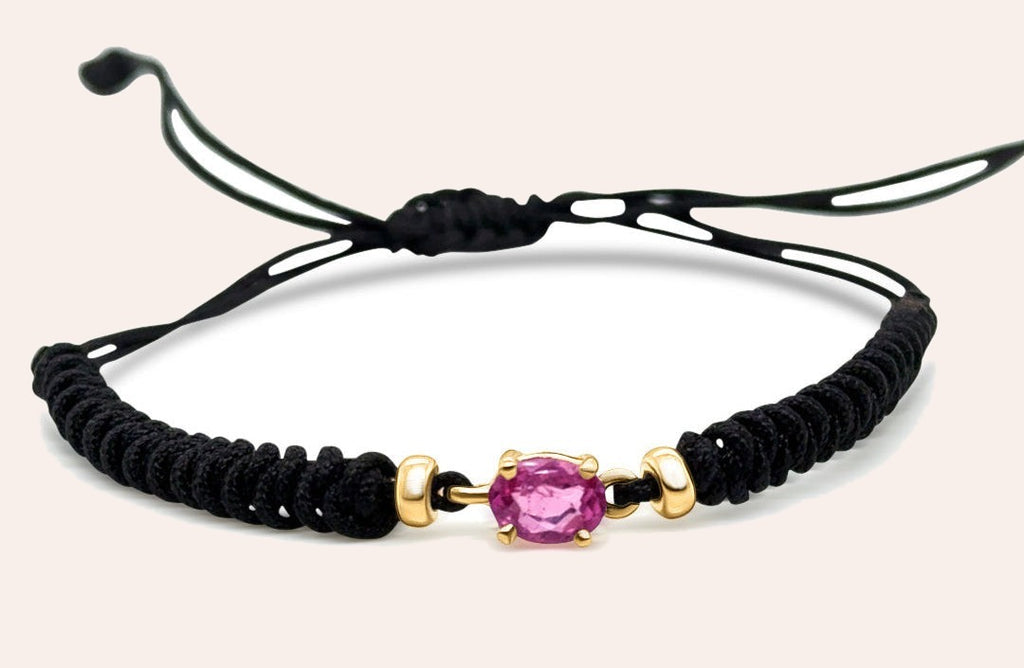 October Pink Tourmaline & Gold Birthstone Bracelet