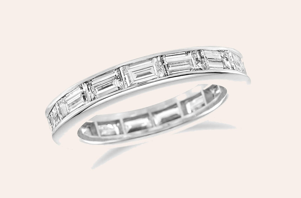 Ring 18kt Gold Channel Setting Baguette Diamonds Band