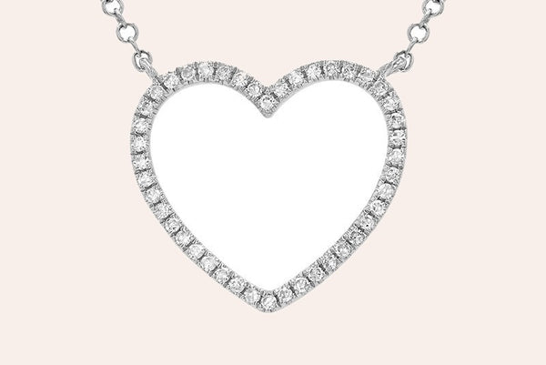 Necklace 14 Kt Gold Heart Shape with Diamond