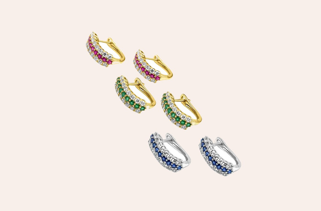 Earrings 18kt Gold Hoops Gemstones & Diamonds