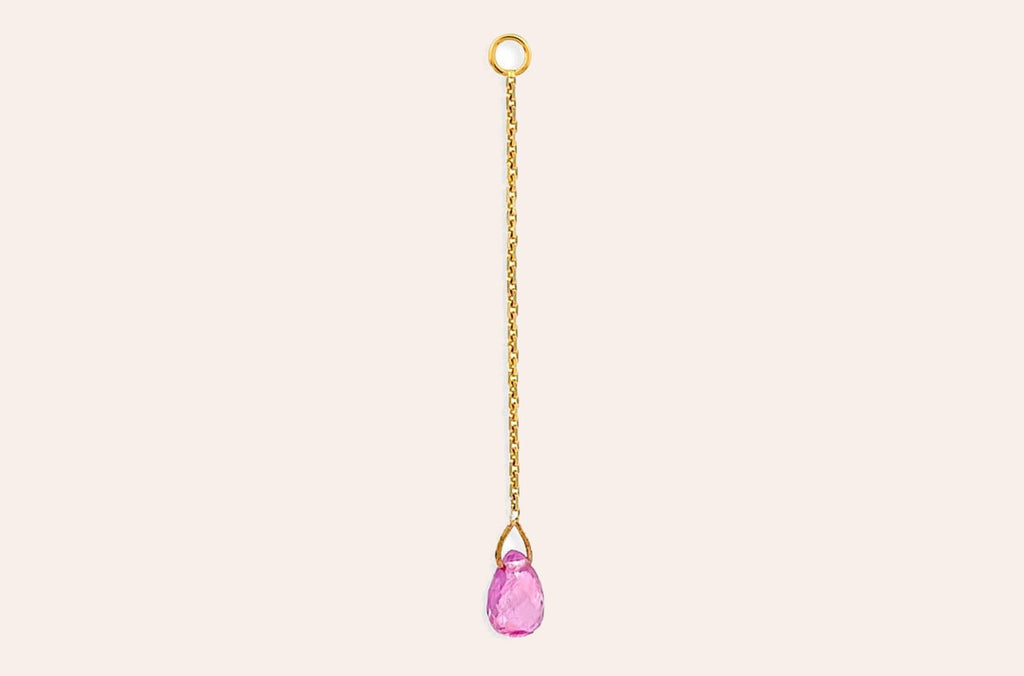 Earrings 18kt Gold Chain & Gemstone Backs