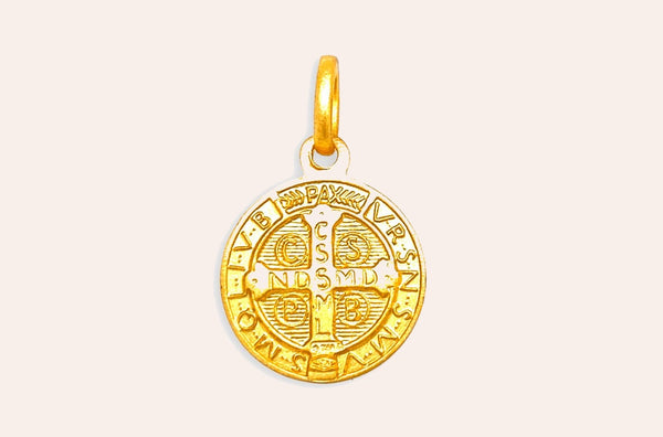 Medal 18kt Solid Gold Saint Benedict Pendant