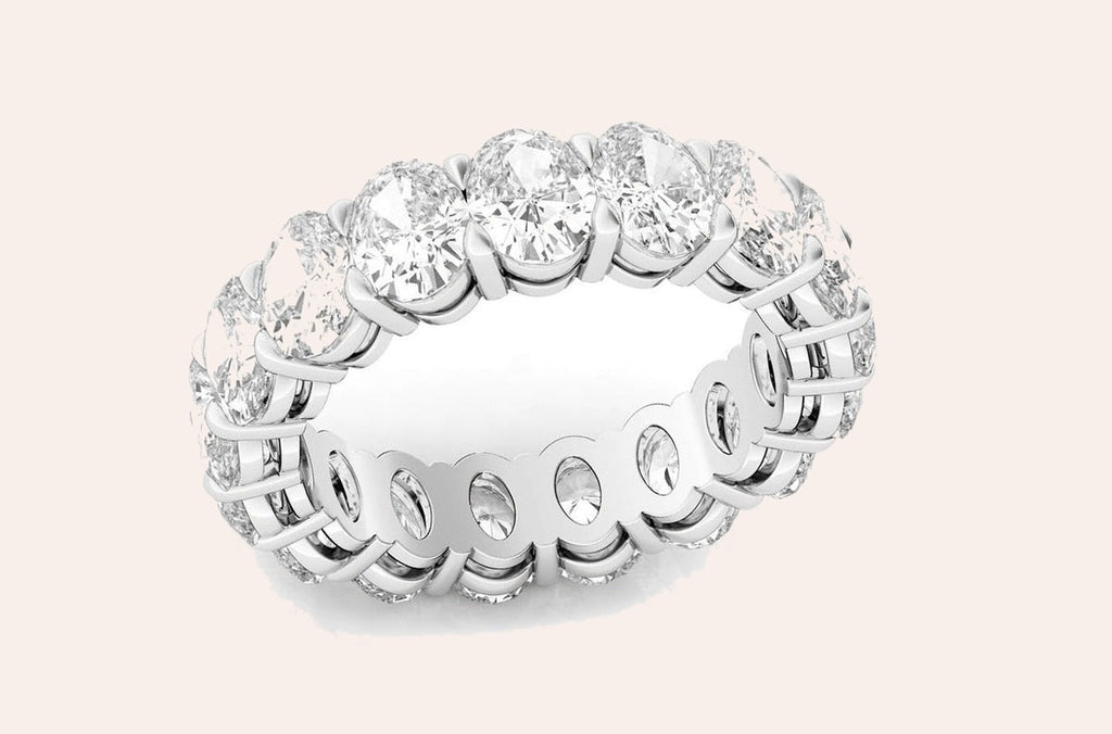 Eternity Ring 4.54 cts Oval Cut Diamonds & Platinum