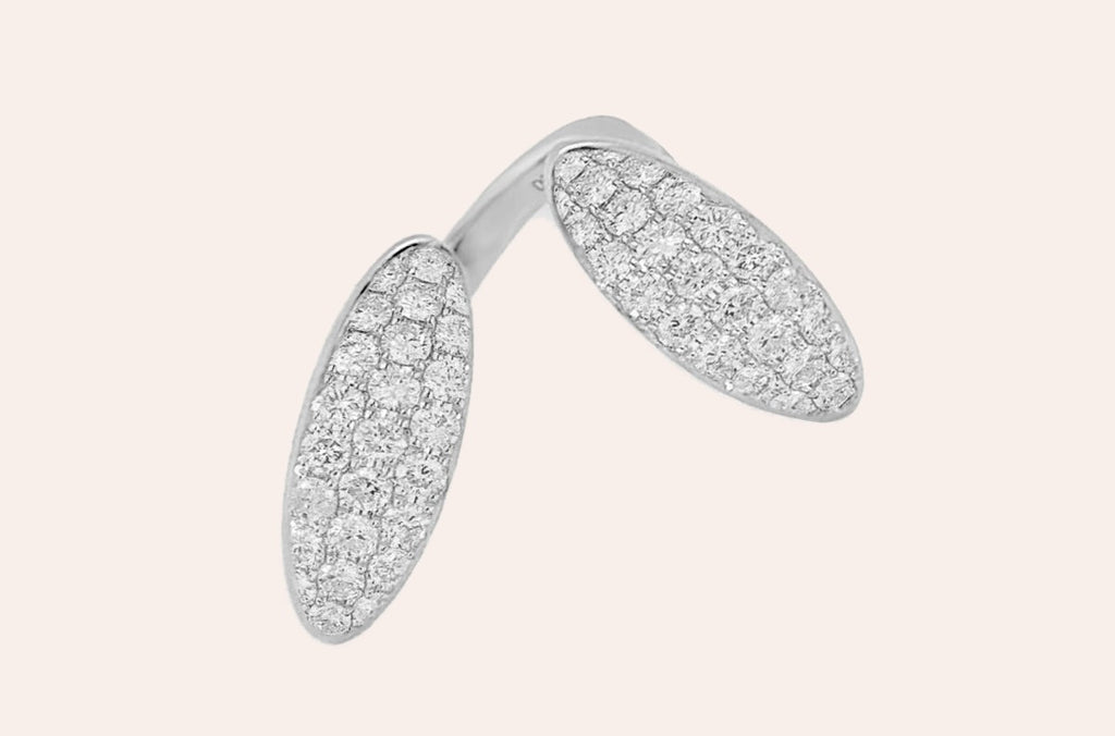 Ring 18kt Gold You & I Oval Pave Diamonds