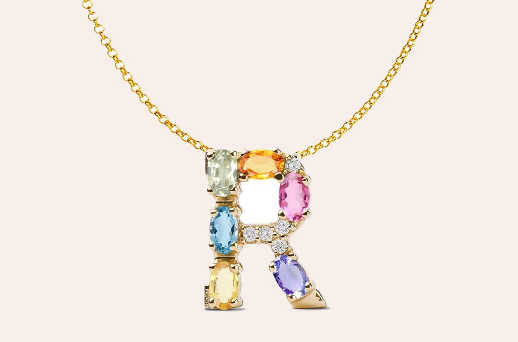 Pendant Letter R Initial 18kt Gold