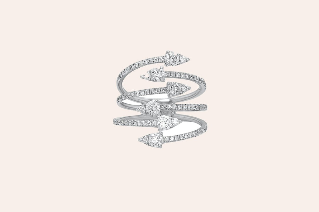 Ring 18kt Gold Open Multiband with Round Diamonds