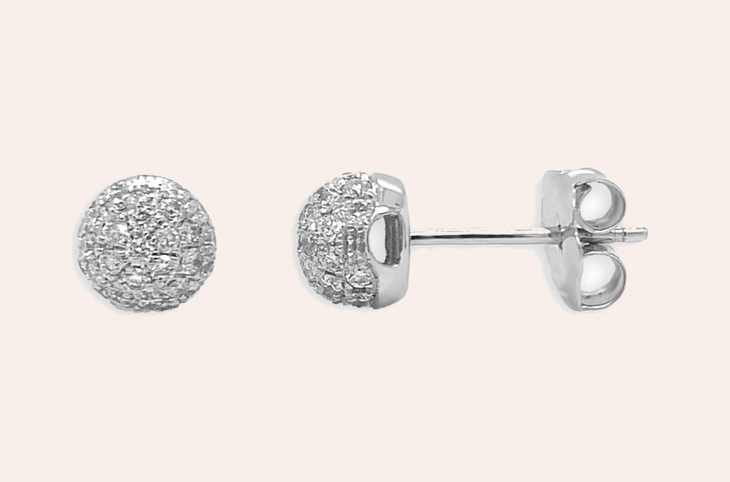 Earrings 18kt Gold 0.43 cts Diamonds Ball Studs