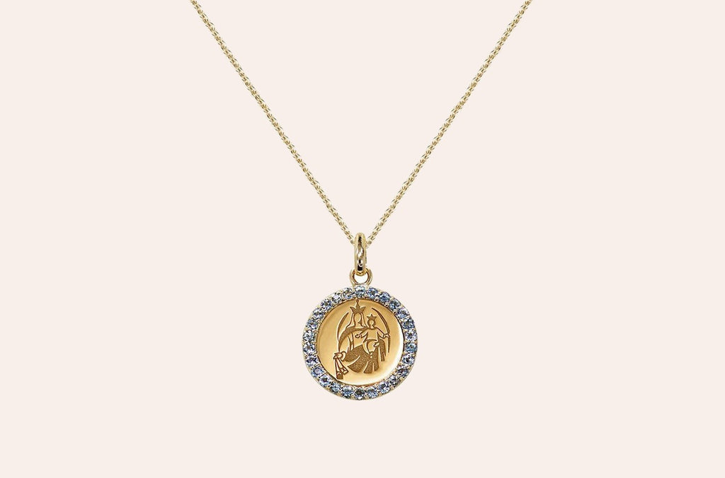 Medal Our Lady of Mount Carmen | Virgen del Carmen Gold & Aquamarine