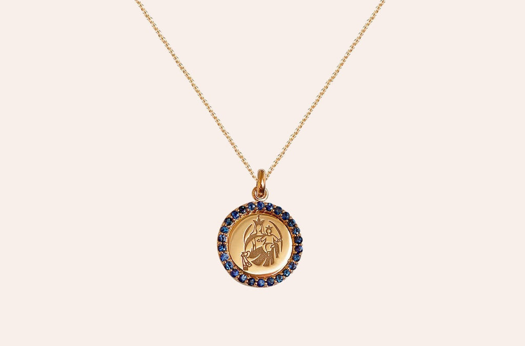 Medal Our Lady of Mount Carmen | Virgen del Carmen Gold & Blue Sapphires