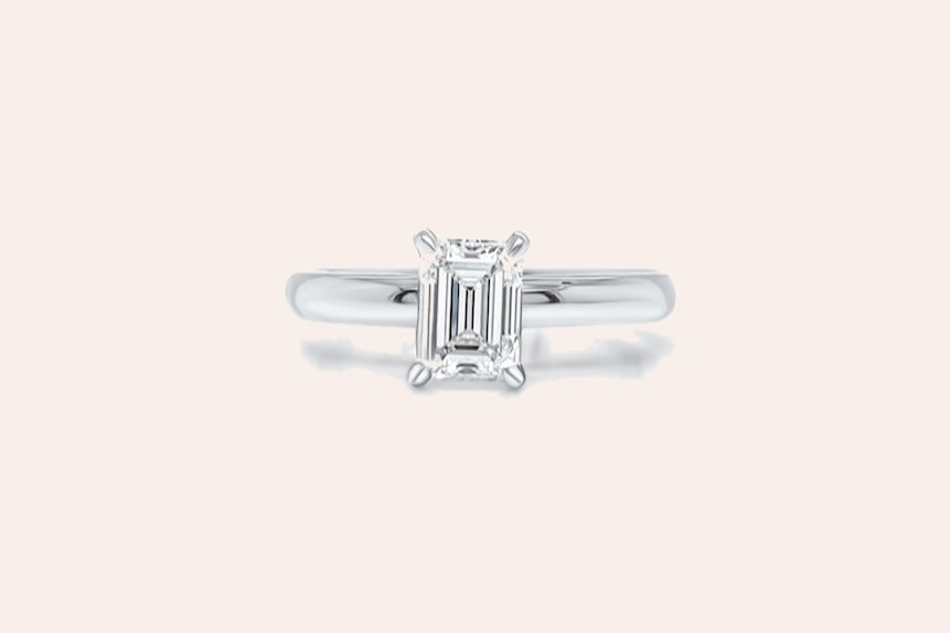 Ring Platinum GIA Solitaire Emerald Cut Diamond 1.01 cts H SI2