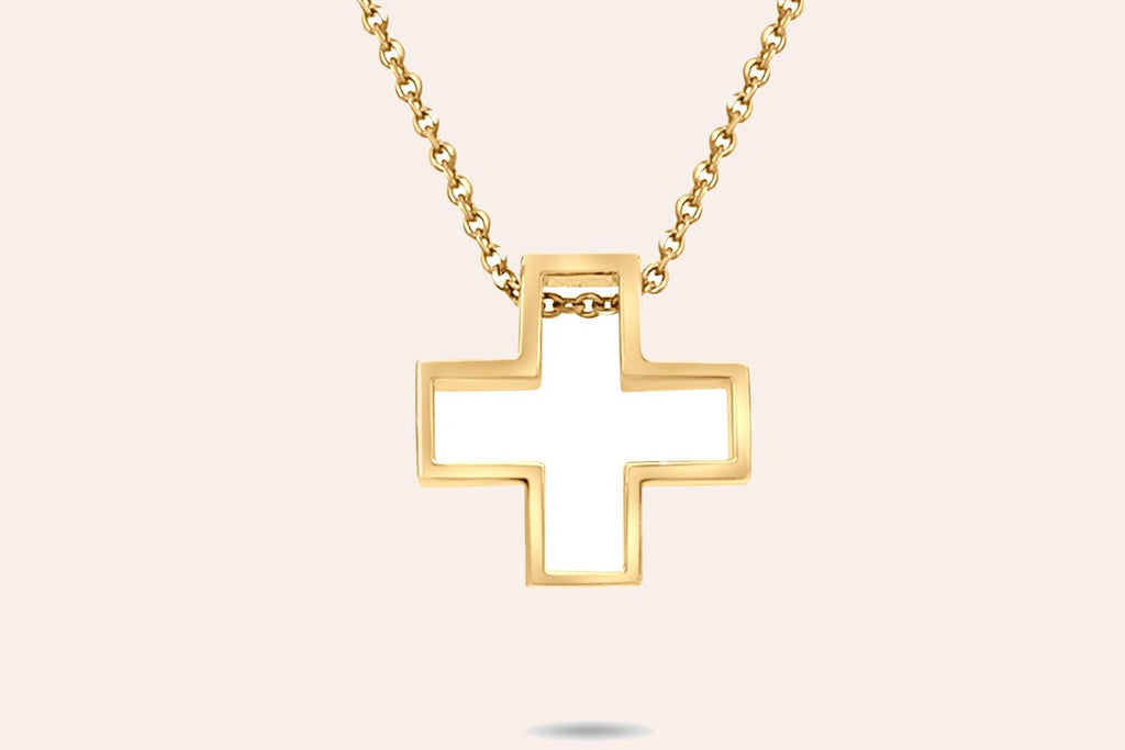 Necklace 14kt Yellow Gold Cross Silhouette