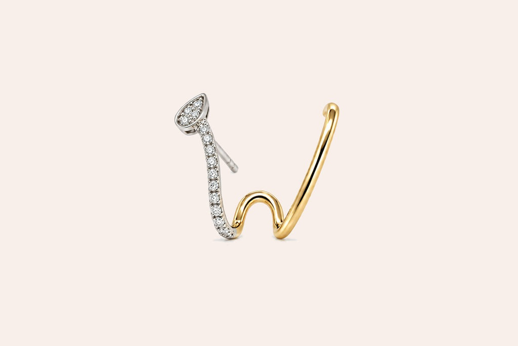 Earring 18kt Mixed Gold Diamonds Ear Climber