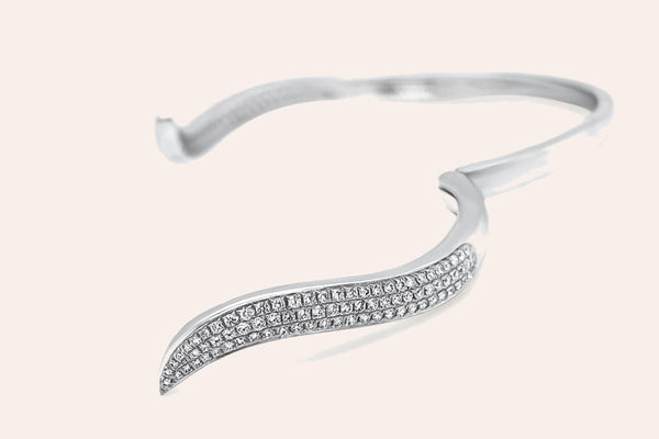 Bracelet 18kt White Gold Diamonds Open Bangle