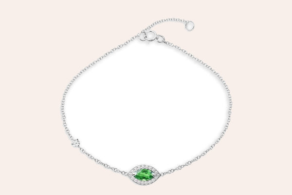 Bracelet 18kt Gold Center Marquise Gemstone Pave