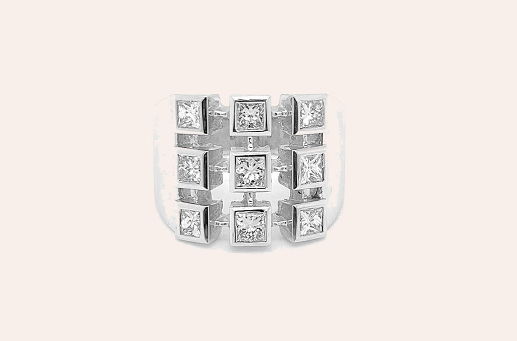 Ring White Gold & Princess Cut Diamonds