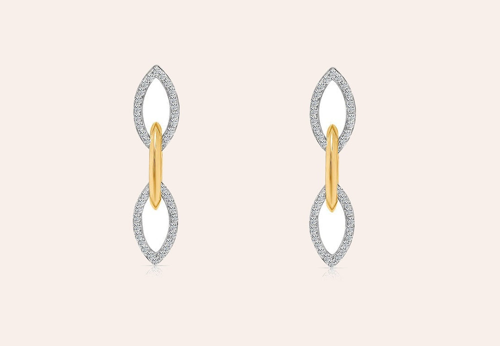 Earrings 14kt Mixed Gold & Diamonds links