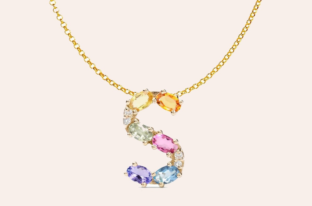 Pendant Letter S Initial 18kt Gold
