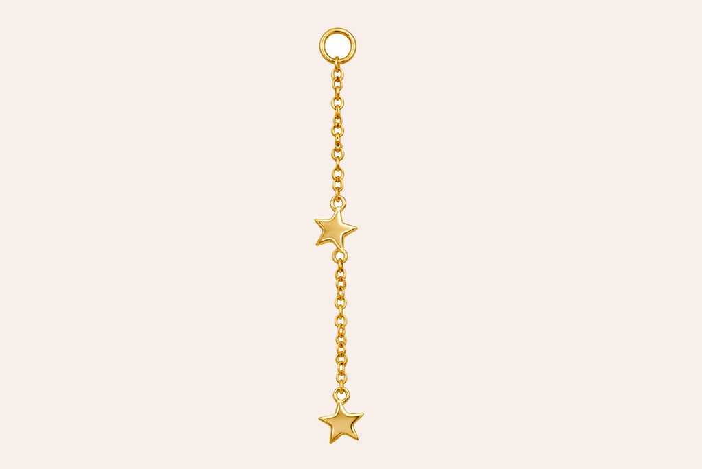 Earring Enhancer 14kt Yellow Gold Two Stars