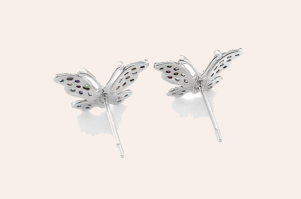 Earrings Butterfly 18kt Gold & Multicolor Sapphires
