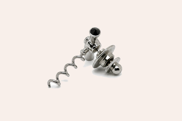 Men's 18Kt White Gold Corkscrew Pin