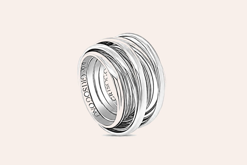 De Grisogono Allegra Ring 18k White Gold Size 6.5 26.00 Grams