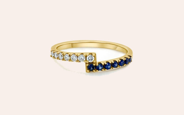 Ring 18kt Yellow Gold Blue Sapphires & Diamonds