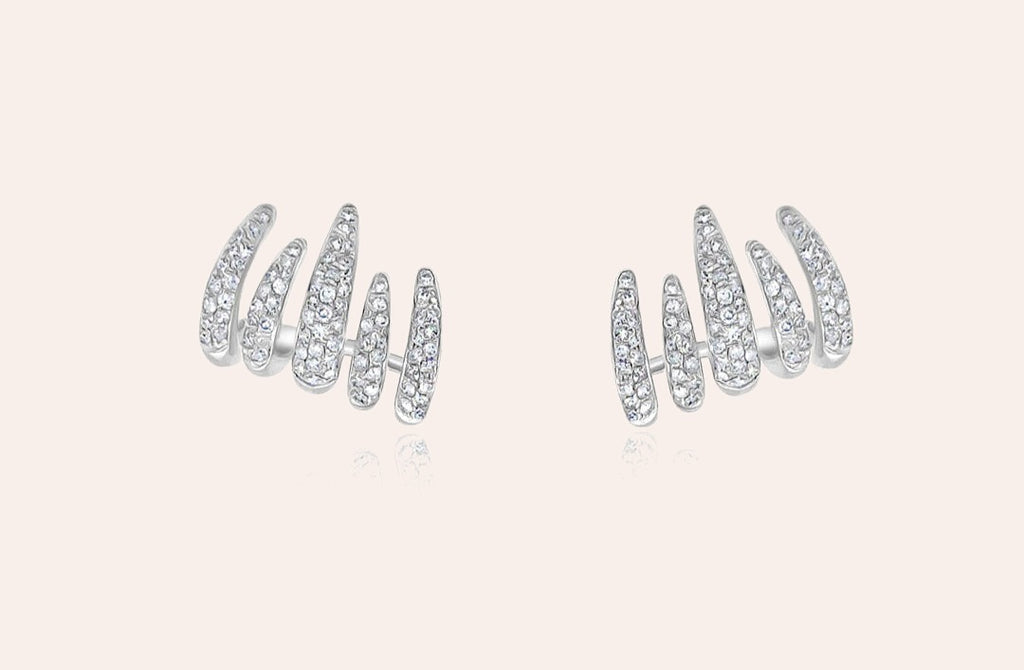 Earrings 14kt White Gold Lobe Stud & Diamonds