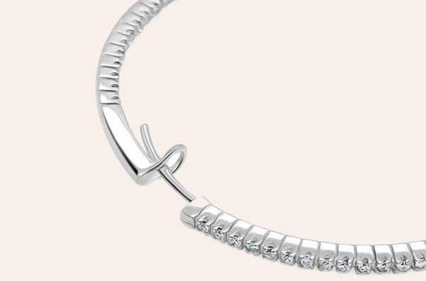 Earrings 18kt White Gold Round Hoops & Diamonds  1.20 cts