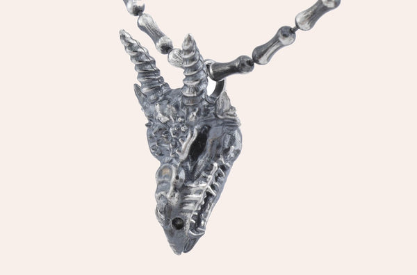 Necklace LivingSkull Men Silver Skulls & Bones Chain