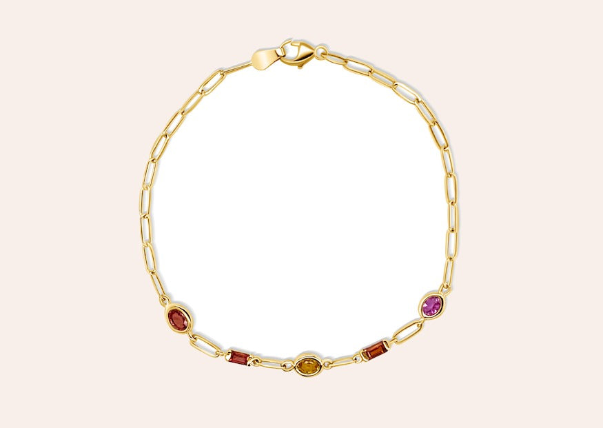 Bracelet 18kt Gold Chain & Mixed-Cut Sapphires