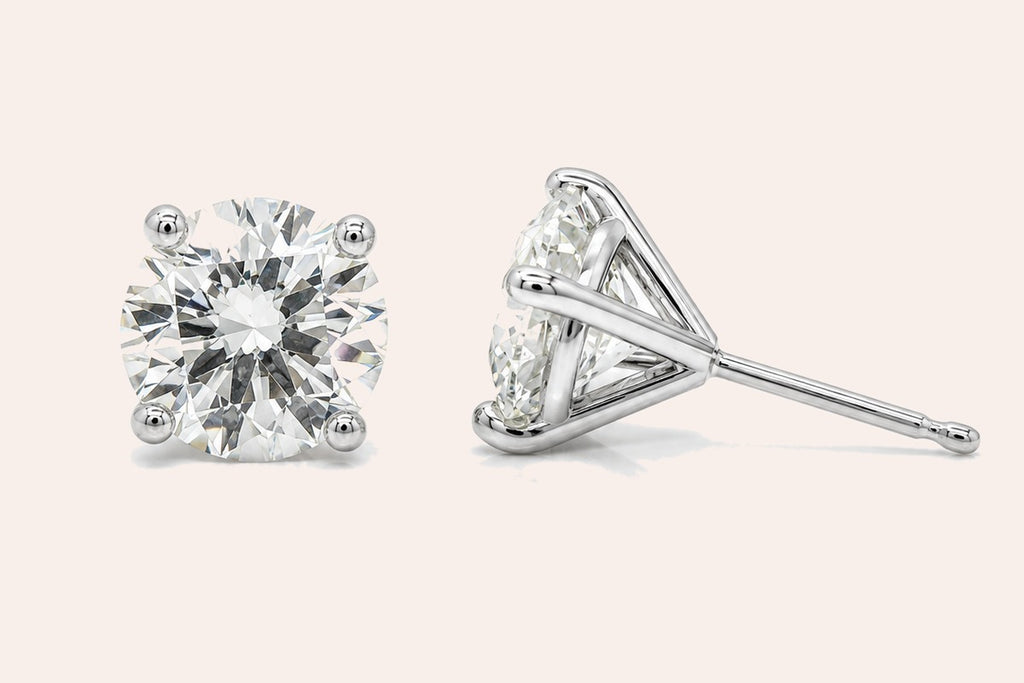 Earrings 3.00cts Natural Round Diamonds 14kt Gold Studs CGL