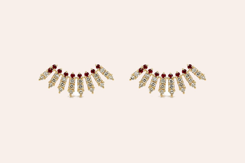 Earrings Crawler 14kt Gold Diamonds & Ruby
