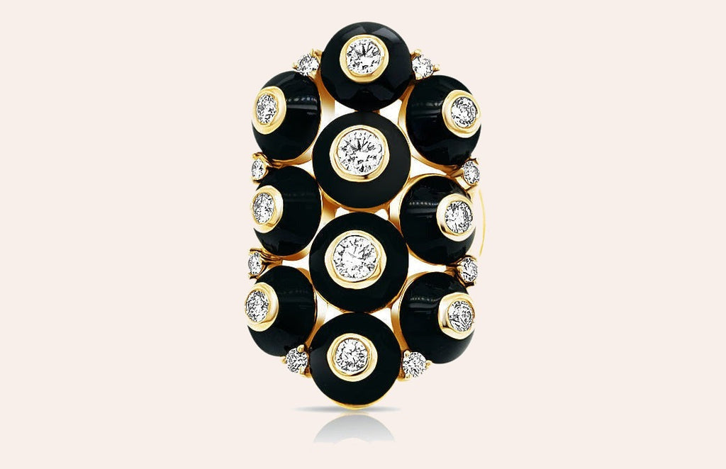 Maria Canale 18K Yellow Gold Pyramide Black Onyx Ring
