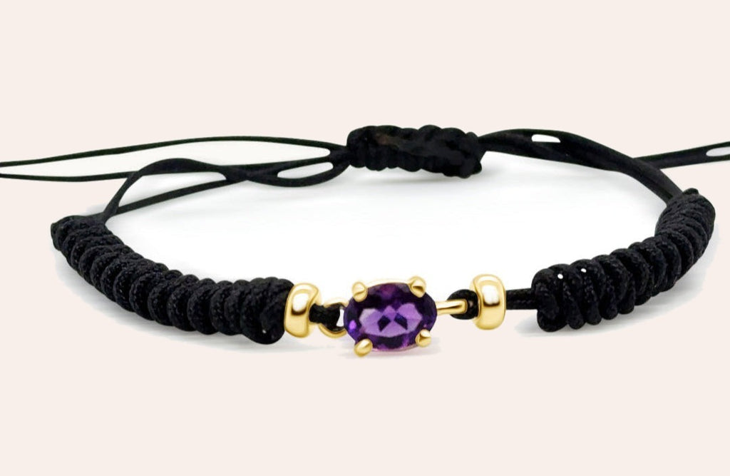February Amethyst & Gold Birthstone Bracelet