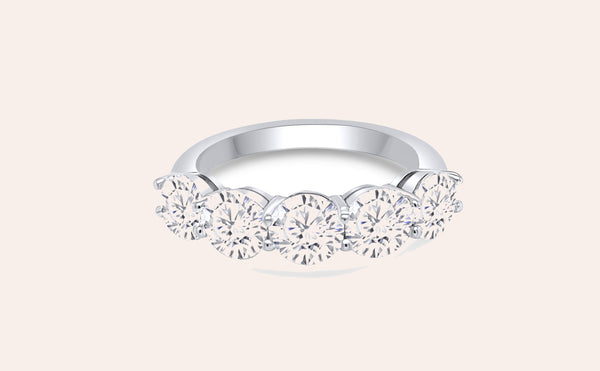 Ring Platinum Half Band 5 Diamonds 2.37 cts