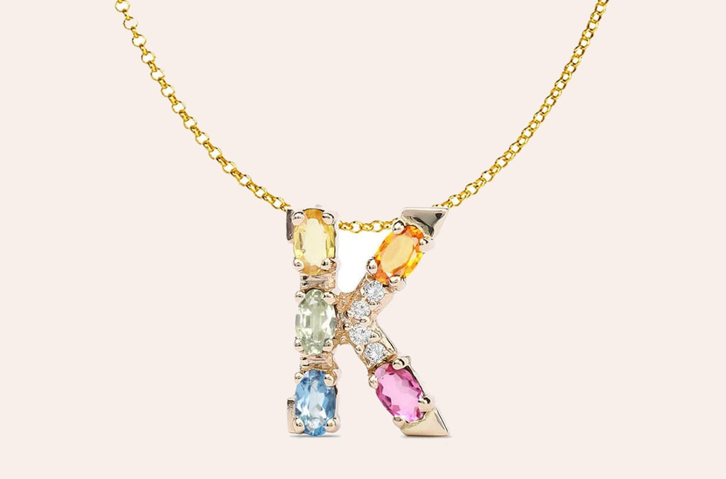 Pendant Letter K Initial 18kt Gold