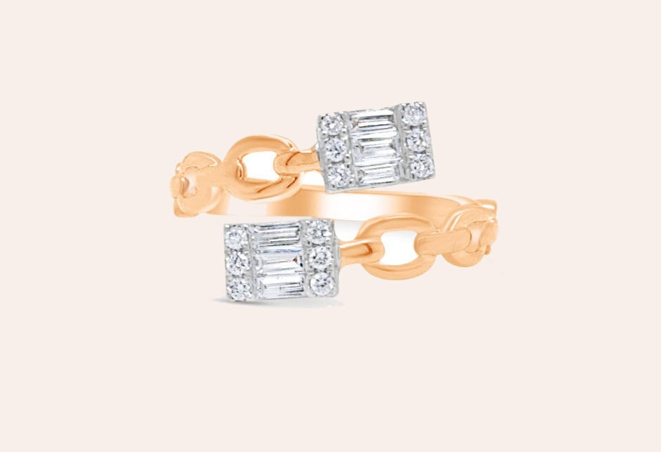 Ring 18kt White and Rose Gold You and Me Illusion Diamonds