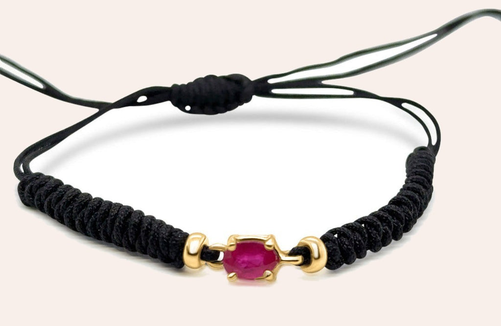 July Ruby & Gold Birthstone Bracelet