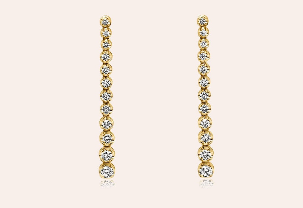 Earrings 18kt Yellow Gold and 1.00 cts Inline Diamonds Drops