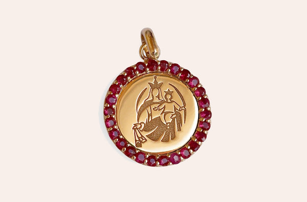 Medal Our Lady of Mount Carmen | Virgen del Carmen Gold & Ruby