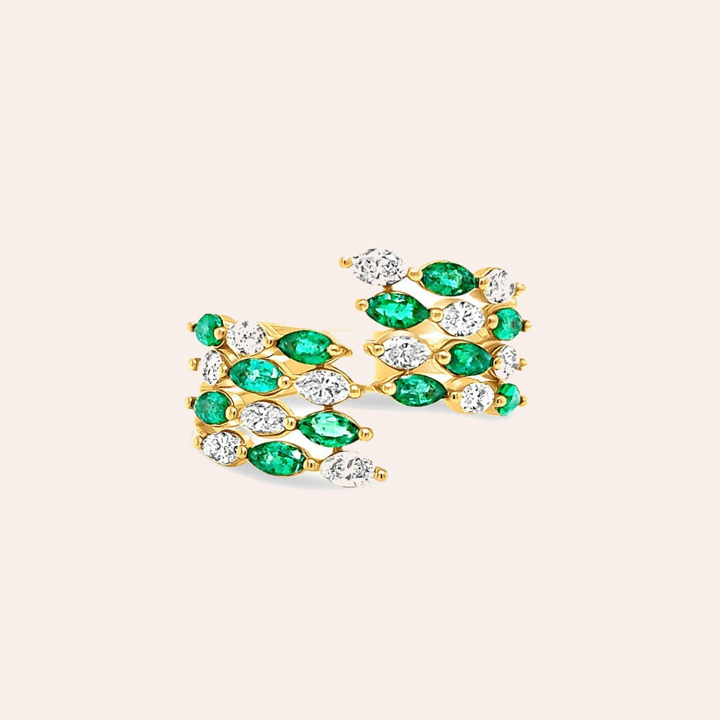 Ring 18kt Yellow Gold Emeralds & Diamonds