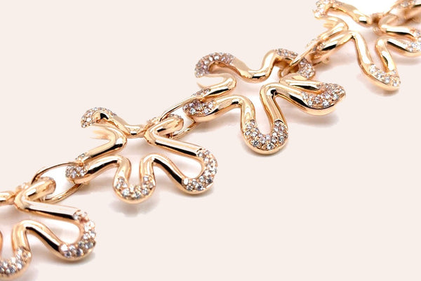 Flower Bracelet 18 Kt Rose Bracelet with Diamonds 7.5 inches