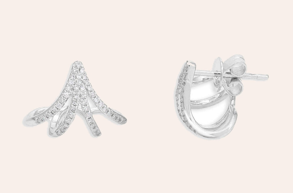 Earrings 14kt White Gold Lobe Stud Claw & Diamonds