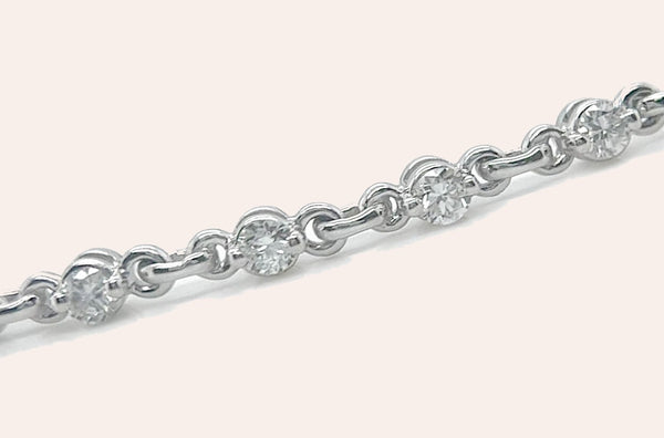 Bracelet 14kt Gold Round Diamonds & Chain