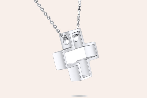 Necklace 14kt White Gold Cross Silhouette
