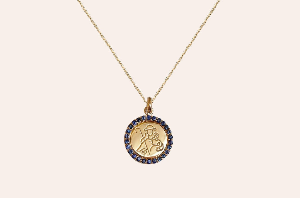 Medal Divine Shepherdes | Divina Pastora Gold & Blue Sapphires