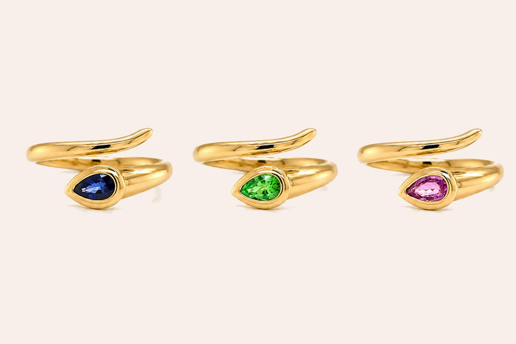 Ring 14kt Gold Spring Pear Shape Gems