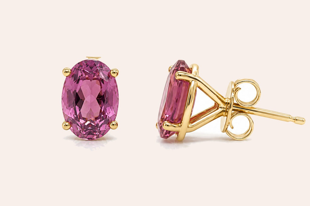 Earrings 1.62cts Oval Tourmalines 14kt Gold Studs