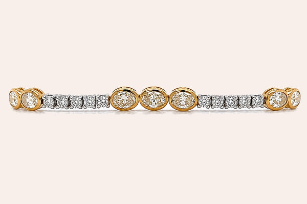 Bracelet 18kt Mixed Gold Tennis Diamonds and Oval Fancy Diamonds